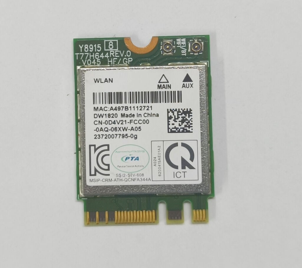 Dell Inspiron 14 5401 5402 5405 5408 5409 P130G P130G001 Orijinal Wireless Kart DW1820 QCNFA344A