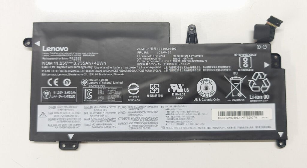 Lenovo Thinkpad 13 G1 G2 Chromebook 20GM 20GL S2 Gen1 Gen2 Orijinal Batarya Pil 01AV435 01AV436 %30 Sağlık