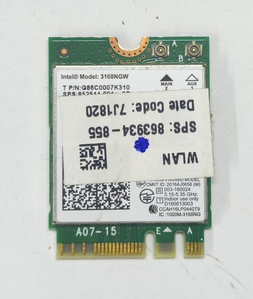 HP 15-BS 15-BW 15-RB 15-RA 250 G6 255 G6 Orijinal Wirless Kart İntel 3168ngw 852511-001 863934-855 01AX06