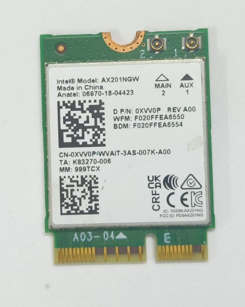 Dell G15 5530 5531 5535 5540 5545 P121F Orijinal Wireless Kart AX201NGW CN-0XVV0P 0XVV0P Wifi 6