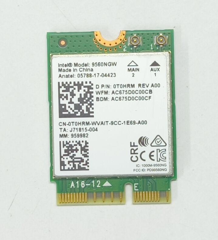 Dell Latitude 5400 5401 5410 5411 P98G Orijinal Wireless Kart 0T0HRM Intel Dual Band AC 9560 9560NGW 9560AC