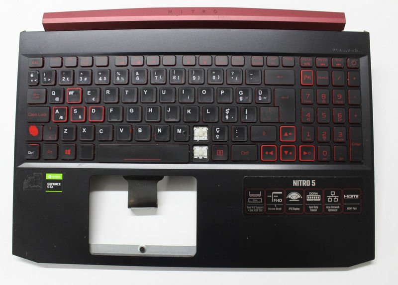 Acer Nitro AN715-54 Orijinal Klavye Üst Kasa Tuşlar Sağlam Eksikler Var