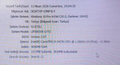 FUJITSU LIFEBOOK U772 Orijinal Anakart i5-3437U