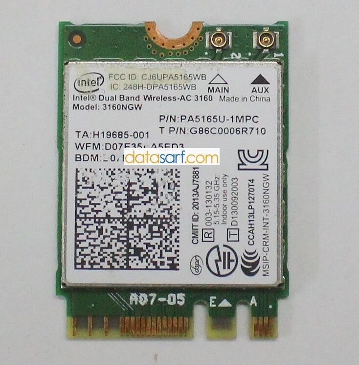 Toshıba Qosmıo X70-B X75-B Orijinal Wireless Kart İntel Ac3160 V000350520 5G