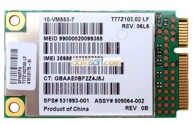 Hp 8540p, 8560p, 8540w 3g Wann Kart 531993-001