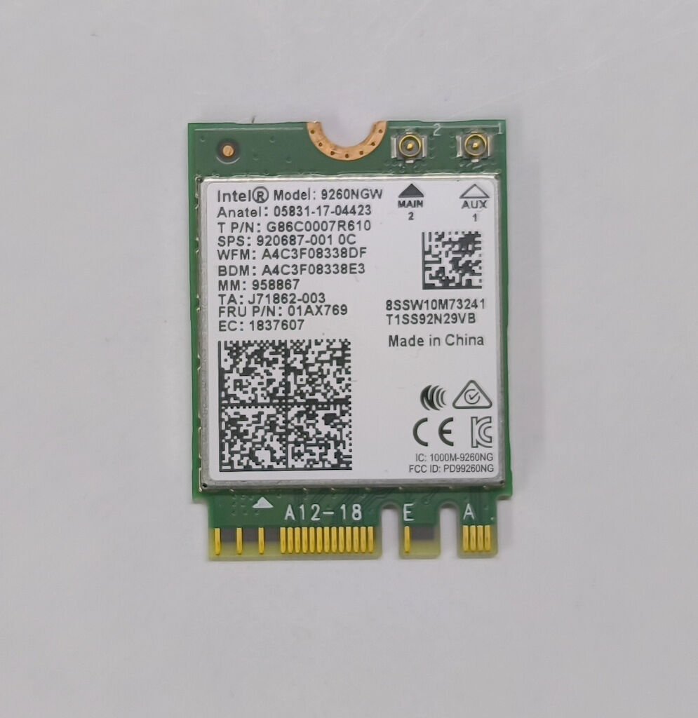 Lenovo ThinkPad E590 E595 E580 E585 E580C Orijinal Wireless Kart 01AX769 Intel 9260NGW