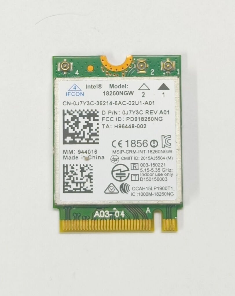 Dell Latitude E7470 7470 P61G Orijinal Wireless Kart Intel Tri-Band Wireless-AC 18260 0J7Y3C