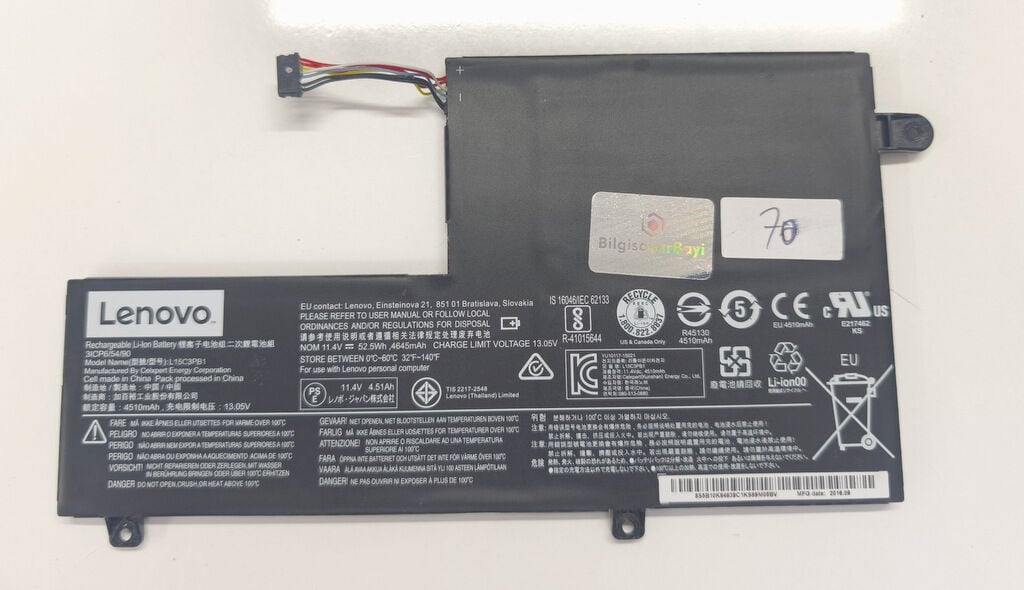 Lenovo 510-14 510S-14 310S-14 FLEX4 1-470 FLEX4-1480 Orijinal Batarya Pil L15C3PB1 70 Sağlık Versiyon 1