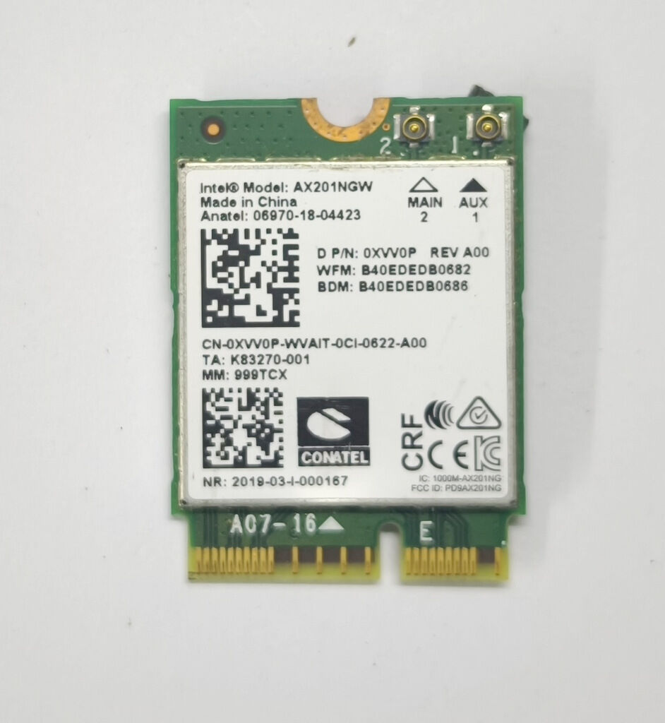 DELL Latitude 5510 5511 E5510 E5511 Precision 3550 3551 M3550 3551 P80F Orijinal Wireless Kart AX201NGW CN-0XVV0P 0XVV0P Wifi 6