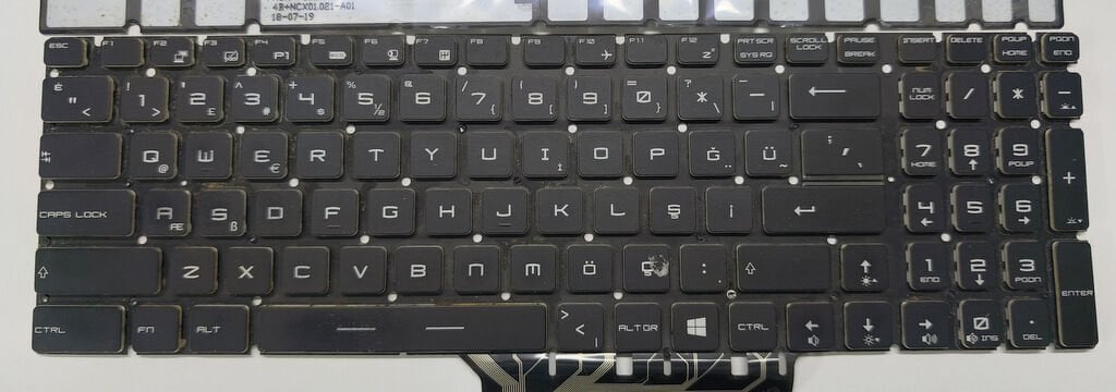 MSI GF75 WF75 MS-17F1 MS-17F2 MS-17F3 MS-17F4 MS-17F6 Klavye