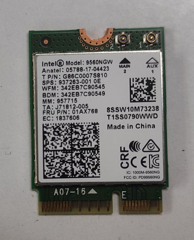 MSI GE62 PE60 CR62 PL60 MS-16J5 MS-16J4 Orijinal Wireless Kart İntel 9560NGW