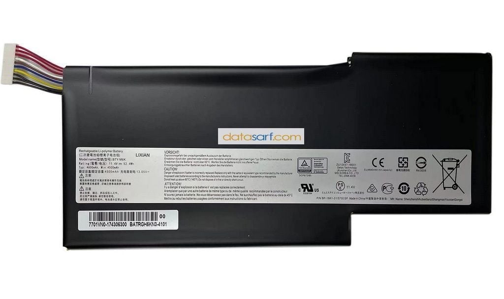 MSI GF75 GF63 GF65 WF75 GS73 MS-16RK Orijinal Batarya Pil BTY-M6K 96 Sağlık
